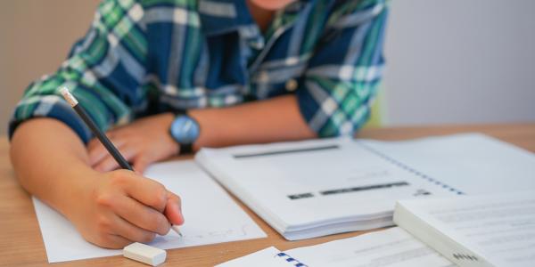 woman working on a test