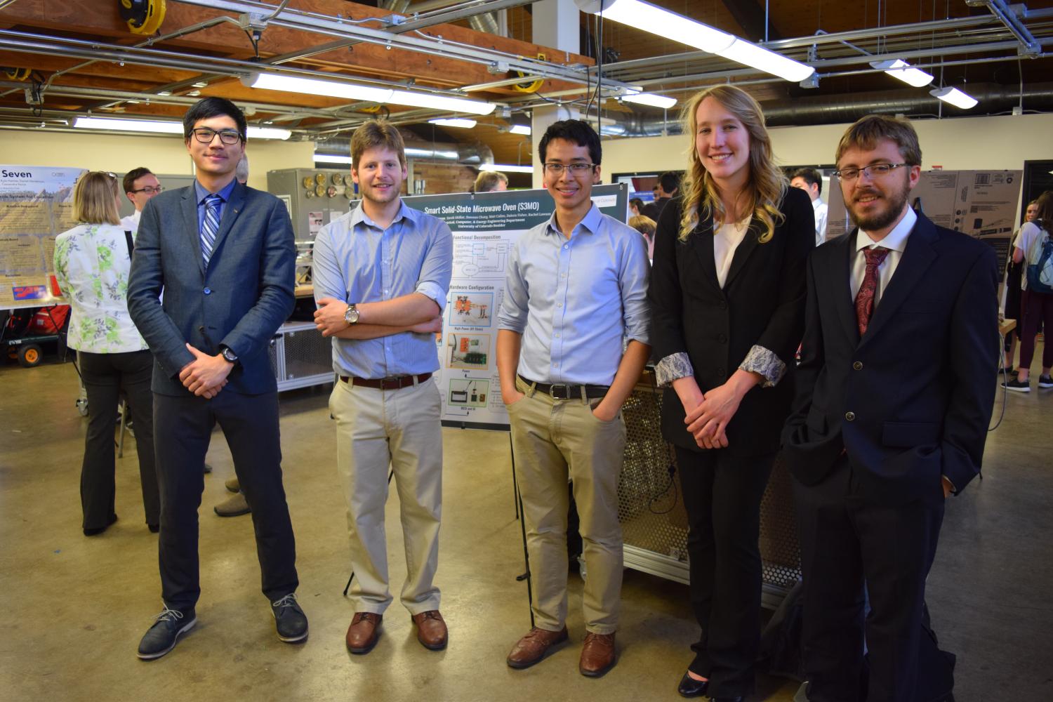 The five members of Ohmegatron at the 2017 Senior Design Expo.