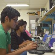 Students working in embedded systems lab
