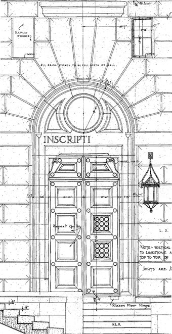 Memorial Door Plan Detail from Original Blueprint