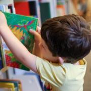 boy in library