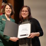 Paty Abril-Gonzalez and Grad School Dean