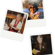 3 Polaroid style photos of Ruth Cline