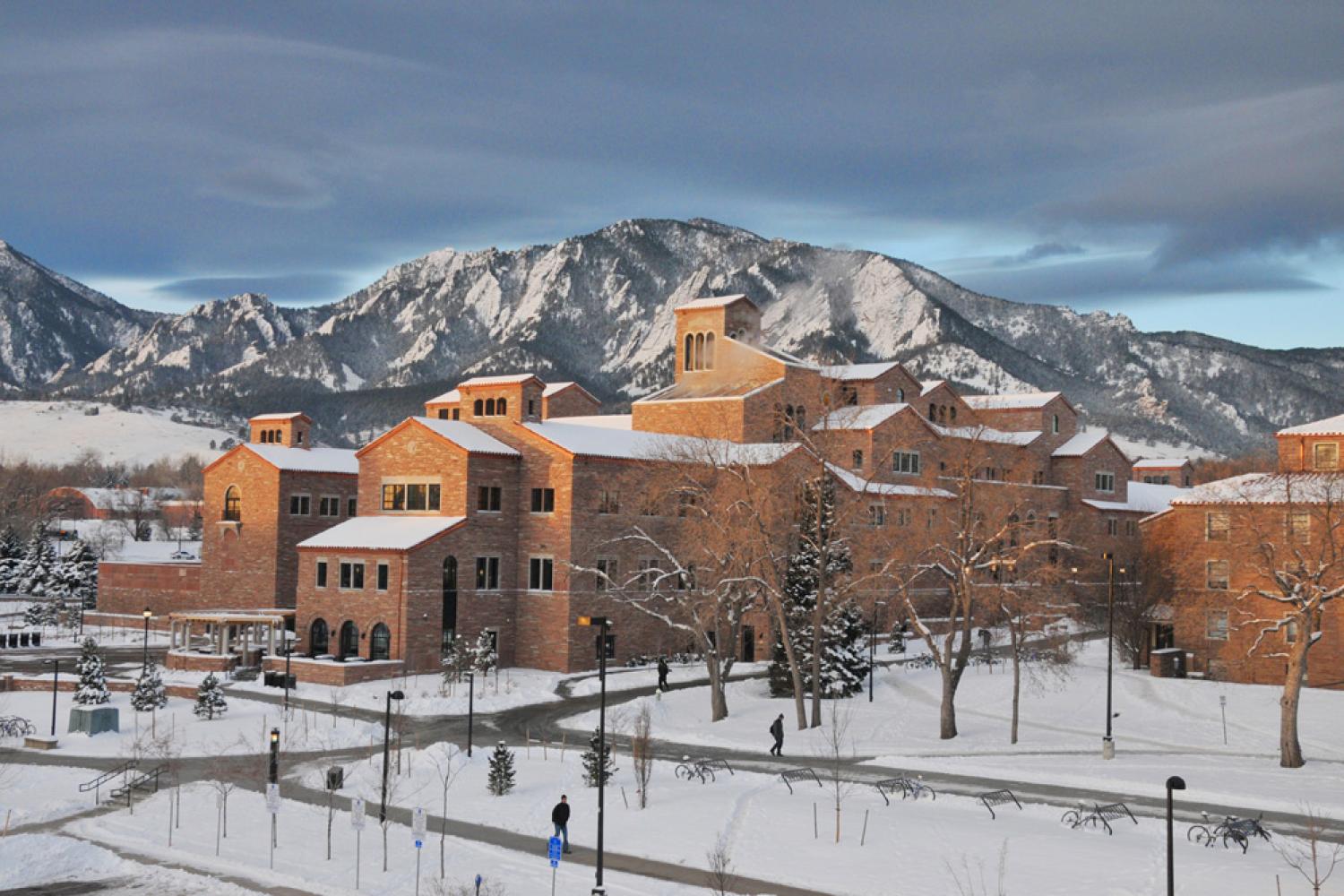 Scenic image of CU Boulder Campus in winter