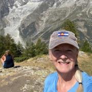 Dorothy Noble hiking in the mountains