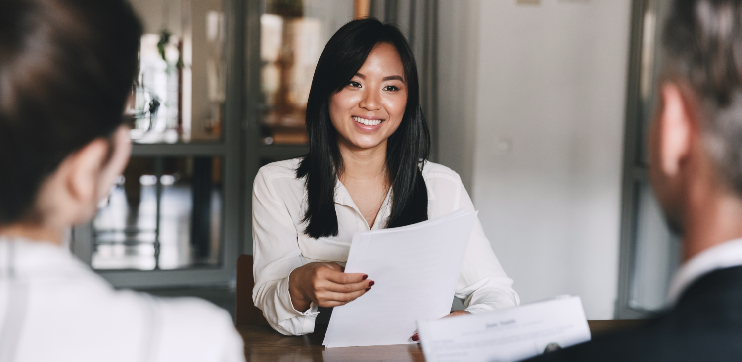 A woman at a job interview