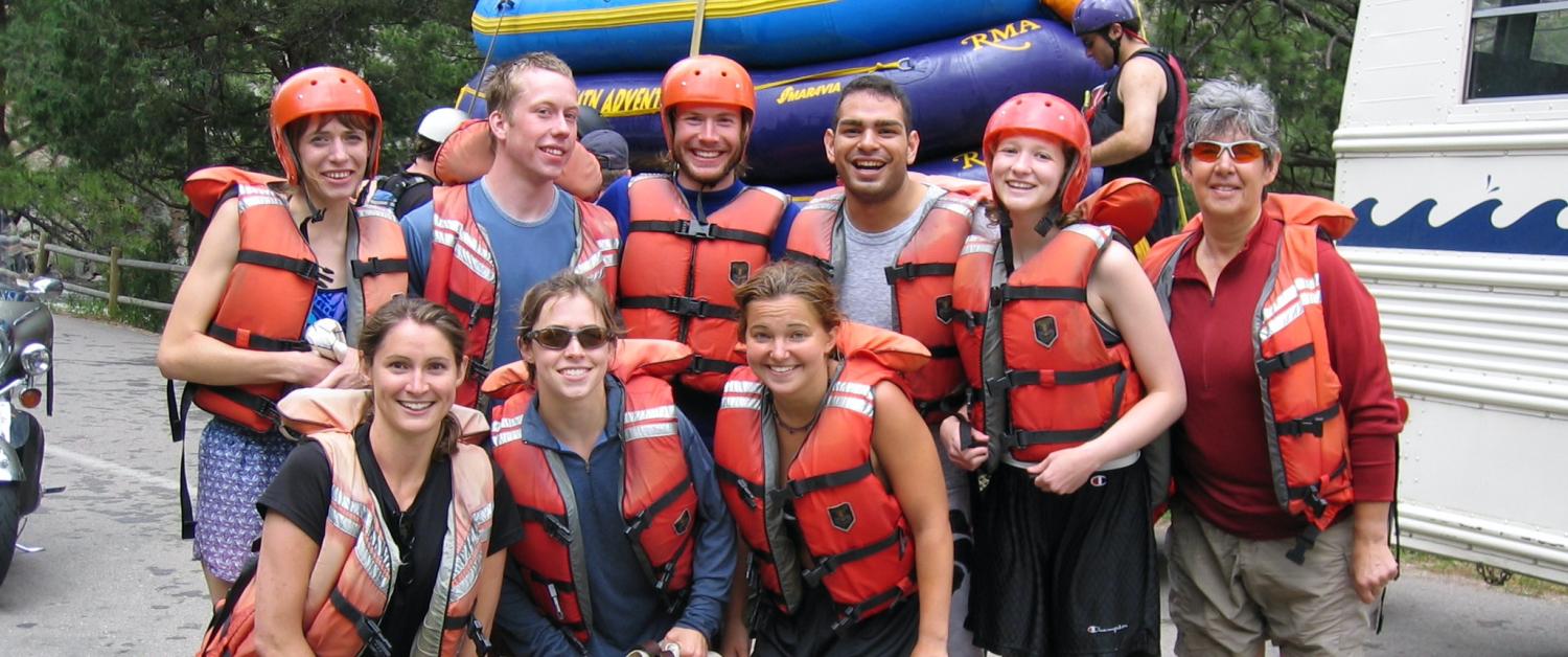 JoAnn Silverstein rafting with students