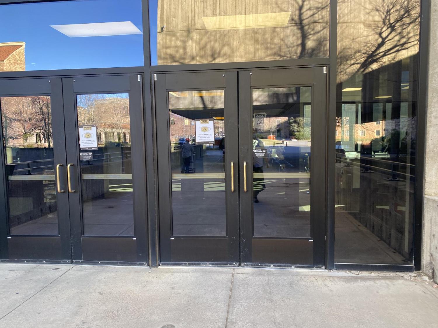 The west entrance doors to the engineering center