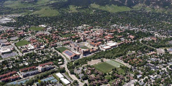 CU Boulder campus seen from the air
