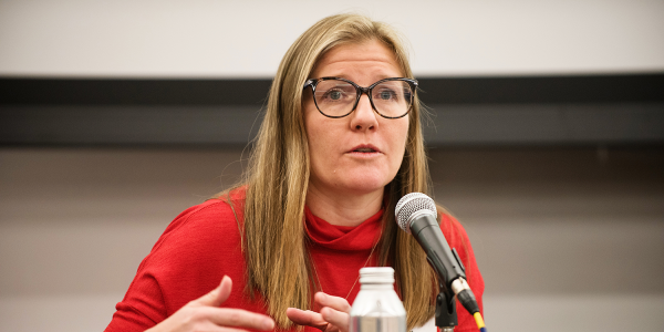 Suzi Jewett at the Women in Engineering Panel and Networking event hosted by CU Boulder Engineering