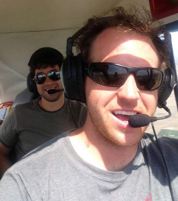 Jason Slingsby and Eric Serani in the cockpit of a small plane