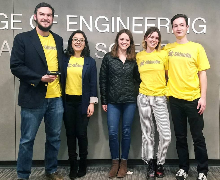 Members of the ShineOn team pose in the Engineering Center.