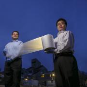 Xiaobo Yin and Ronggui Yang with the metamaterial