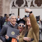 Taking a selfie at the Fall 2022 Engineering Graduation Ceremony