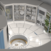 Rendering of living space on a space craft 