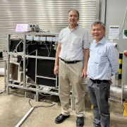 Professor Moncef Krarti with his host Prof. Ng during a laboratory testing of a hybrid air conditioning system at KAUST 