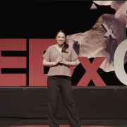 Orit Peleg speaks on the TedXCU stage