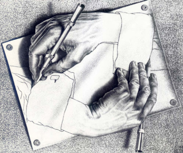 A hand drawing a hand