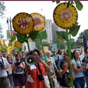 People marching for clean air. 