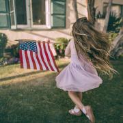 American girl with flag