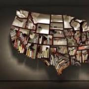 Book shelf in the shape of the United States