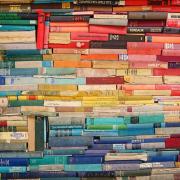 colorful books stacked vertically