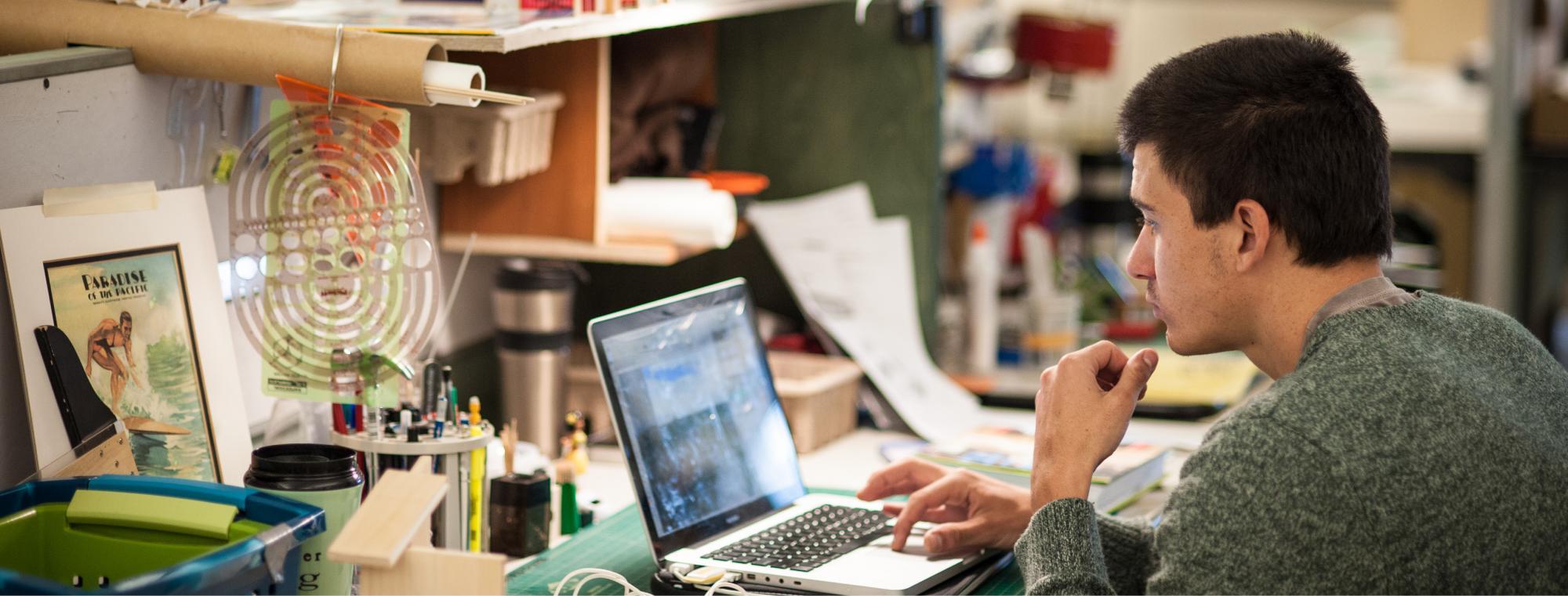Student works in a studio setting.