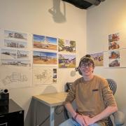 Photo of Davis Velte at his internship with Mosaic Architecture. 