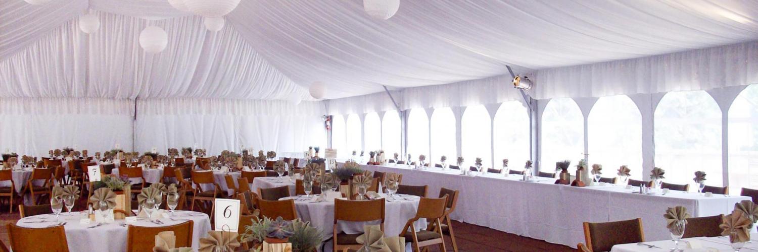 Event tent set up for a formal event