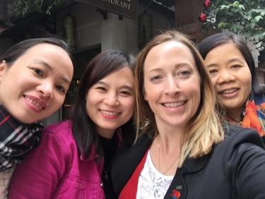 Photo of Karen Gebhardt with colleagues from the Foreign Trade University in Hanoi, Vietnam