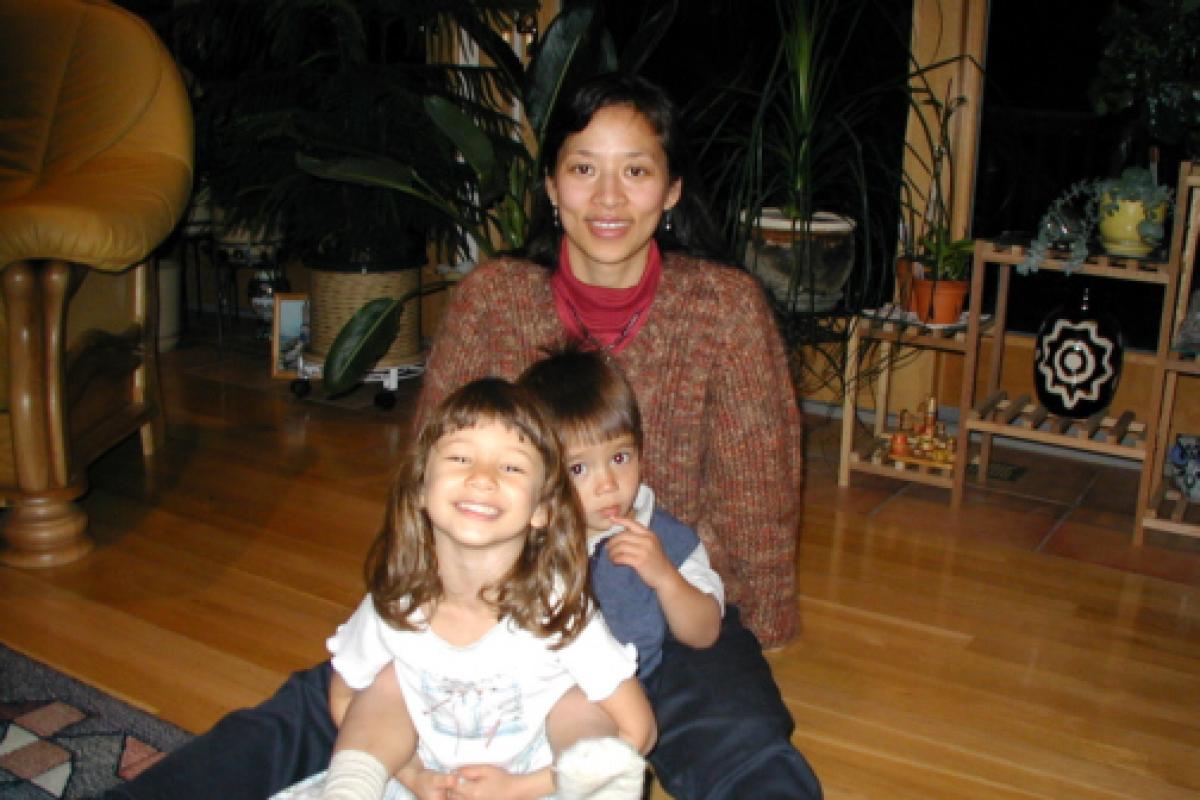 Sarah and Matthew with Mom (Nov. 2001).