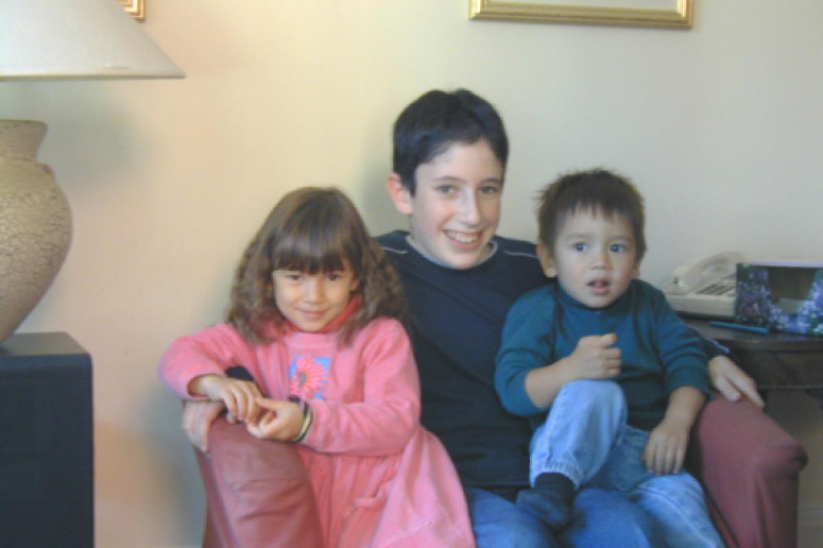 Sarah and Matthew with cousin David (Oct. 2001).
