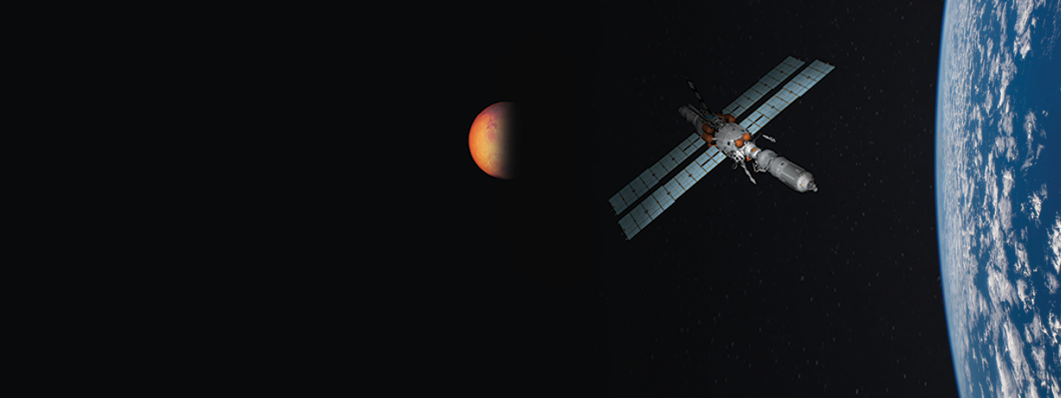 Mars, ISS and limb of Earth not to scale