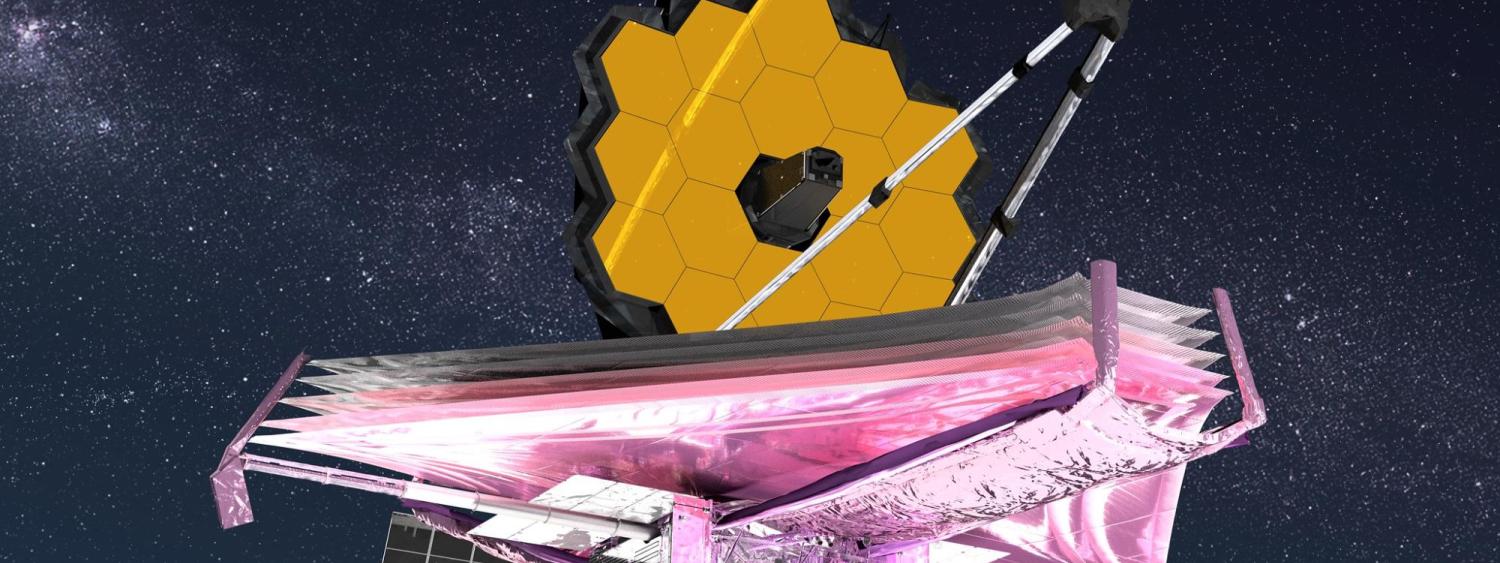 Artist conception of the James Webb Space Telescope in orbit with stars in the background