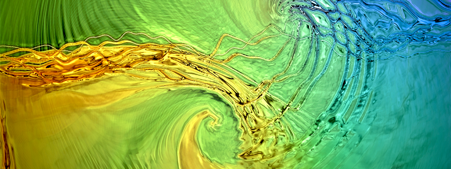 Liquid sky image from dome with green, yellows and blues
