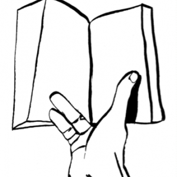 illustration of hand holding book