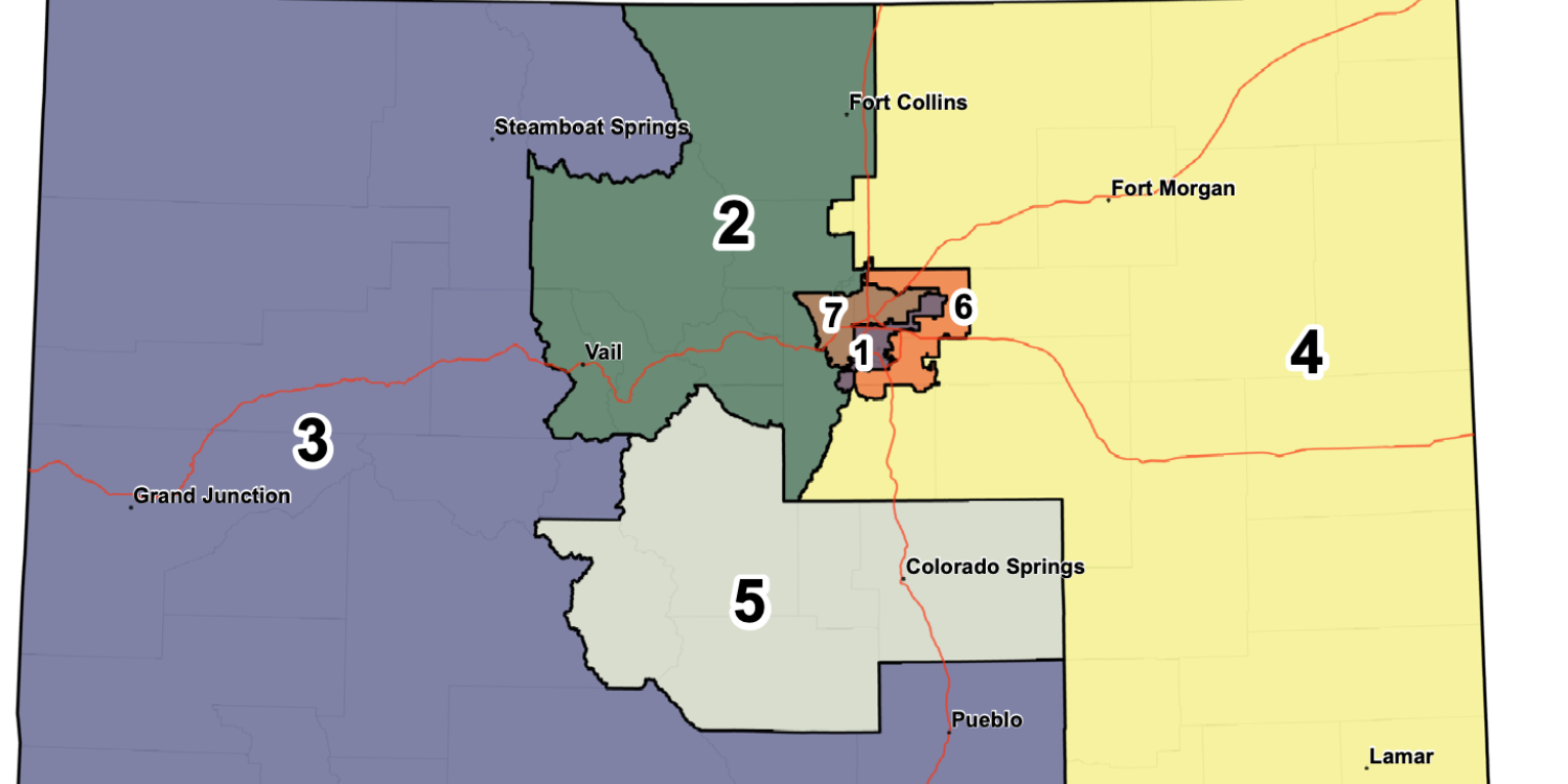 Colorado map showing redistricting