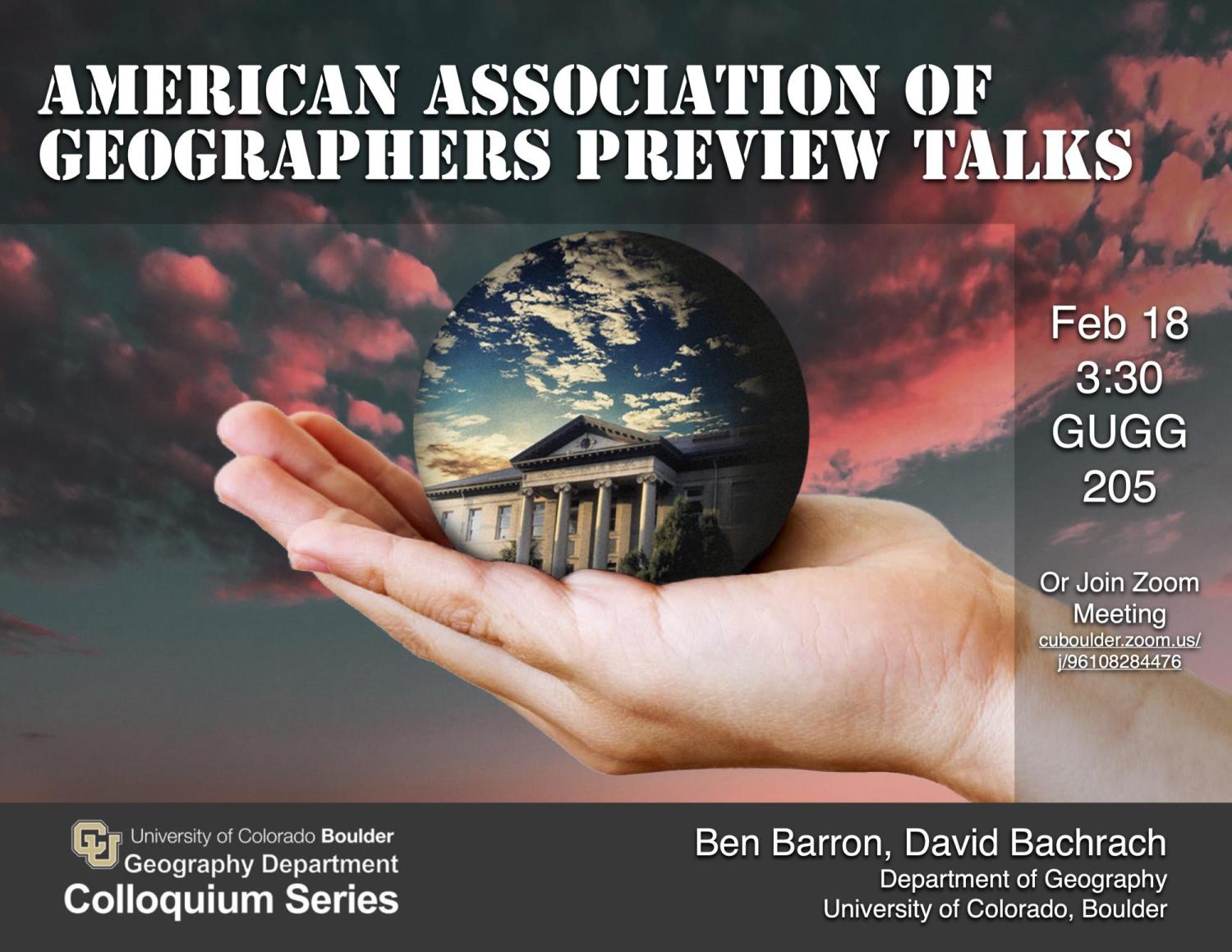 Colloquium poster with title, time