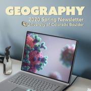 2020 Spring Newsletter cover of laptop with photo of coronavirus