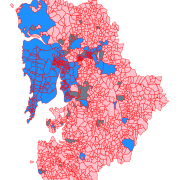 Graphic of the jurisdictional space of the Mumbai Metropolitan Region, with statutory towns (blue), census towns (gray), and rural revenue villages (pink).