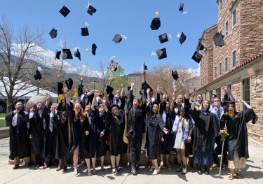 2025 Spring graduation hat toss