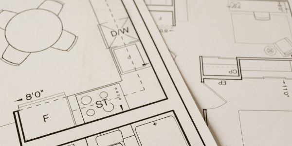 drawings on paper of building floor plans