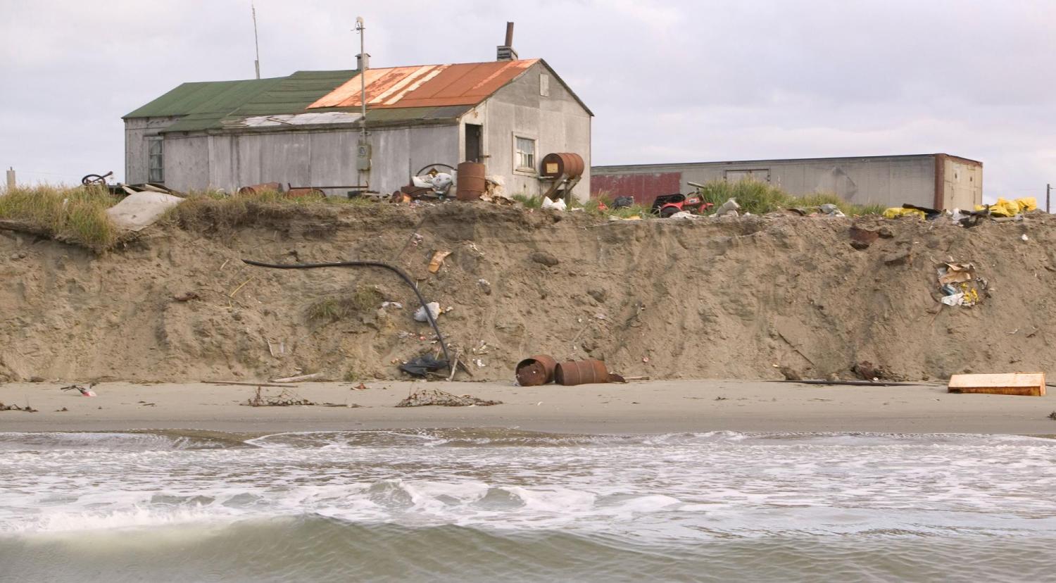 Erosion next to houses in Shishmaref, Alaska