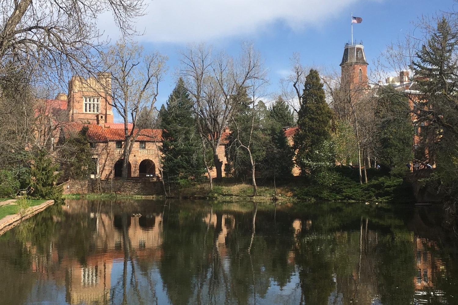 McKenna Languages Building and Varsity Pond.