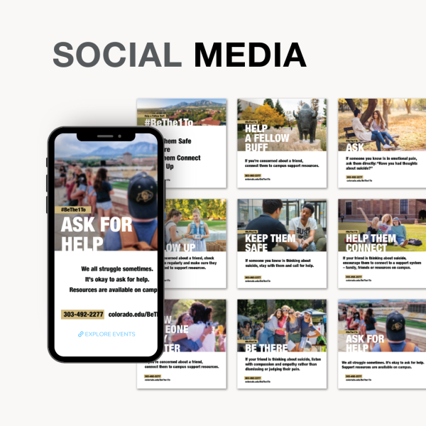 Graphic showing sample posts for the BeThe1To social media toolkit.