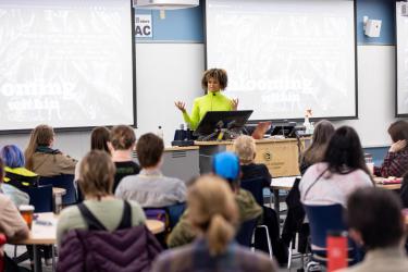 students listening to presentation