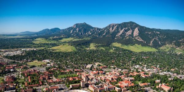 view of campus with flatirons