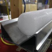 Close up image of a section of ice core from the WAIS Divide, Antarctica.  Eli Duke, Flickr and WikiMedia.