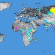 Map of global flooding on a particular day