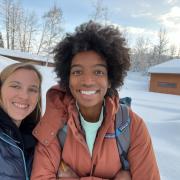 Peyton Thomas (center) with Cassandra Brooks (left) in Alaska.